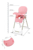 Baby dreams Highchair durable, 4 Wheels High Chair, Foldable Feeding SeatWith Removable Double Tray and 3-point Safety Comfortable Easy to Clean BD143