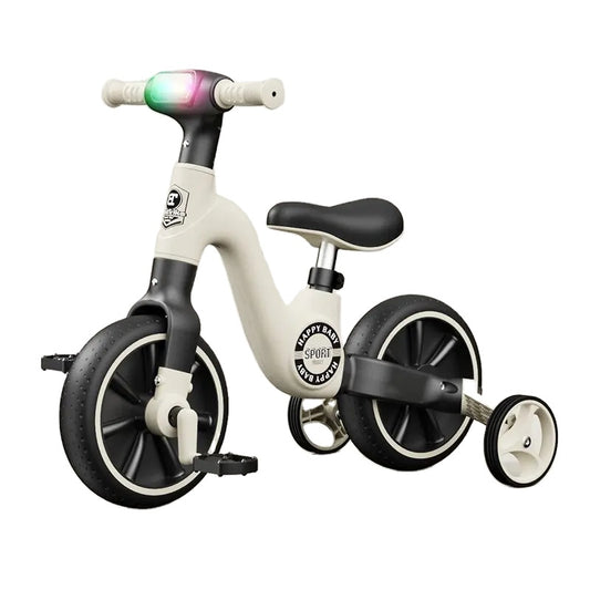 2 in 1 Tricycle with Training Wheels, Ride-on Bike,2 Wheels Balance Bike with Detachable Pedals, PU Wheels, Trike with Music Headlight, Scooter 880 BD130