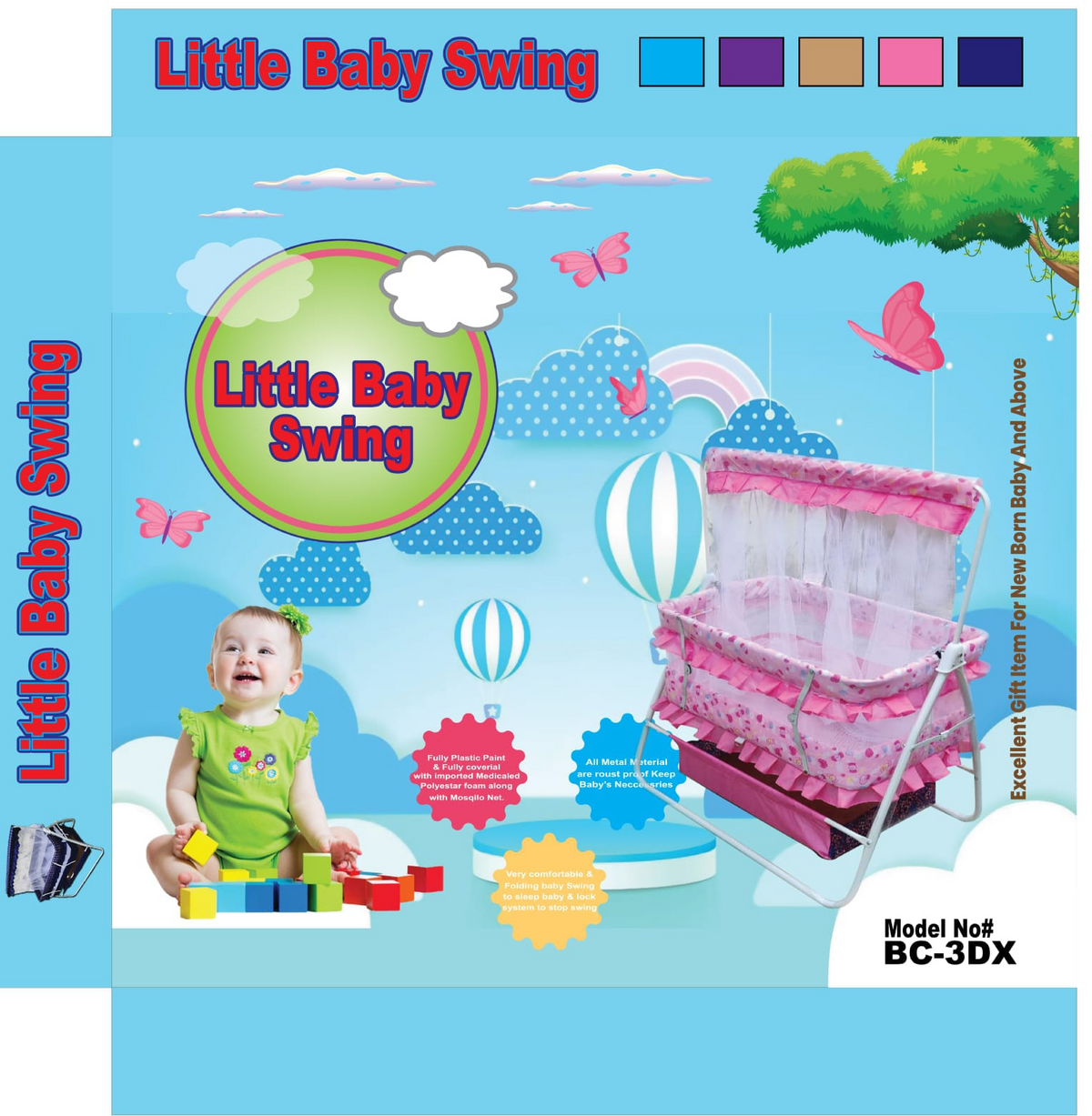 Baby Sleeping swing cradle with Dual Stand Support or Mosquito net BD151