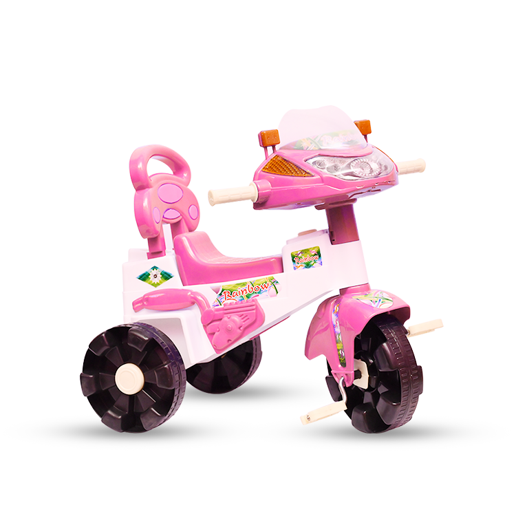 Rainbow Tricycle With Light and Music For Kids Toy Outdoor Play Ride on Cycle BD036 Pink