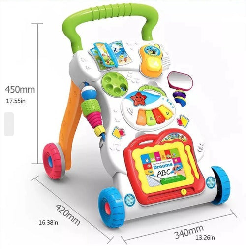 Baby Walker Toddler Trolley, Sit To Stand ABS Musical Walker With Adjustable Height, 3 in-1 Walker BD105