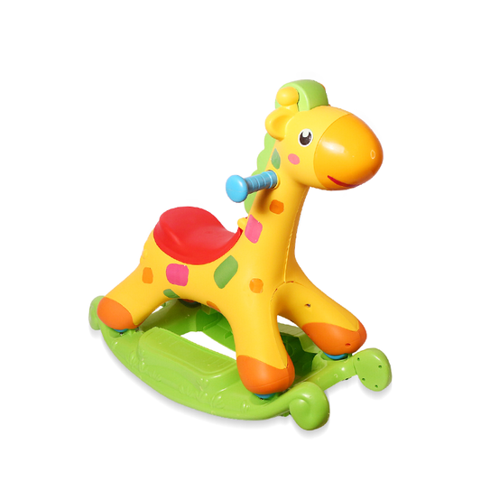 Rocking and Riding Giraffe Swing 4 Wheels Ride on Giraffe For Toddlers With Music BD038